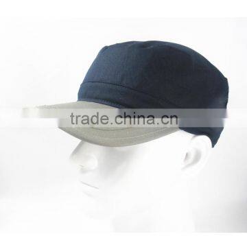 Fashion Black Cotton Cadet Cap With Hook And Loop Buckle