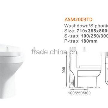 one piece toilet/washdown toilet bowl/ceramic toilet S-trap 100 200 250 300mm