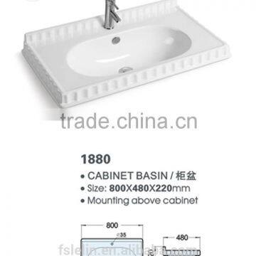 FOSHAN LELIN ceramic L800mm cabinet basin small size vanities top bathroom basin of LT-022