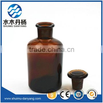 500ml amber narrow mouth glass reagent bottle with glass stopper