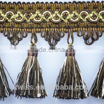 top sell good quality black tassel fringe for curtain decoration