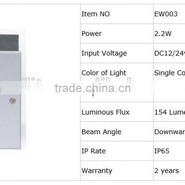 2016 Outdoor lighting stainless steel 6W square up and down led wall light