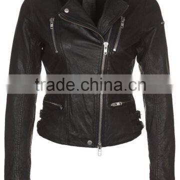 slim fit ladies leather chopper jacket