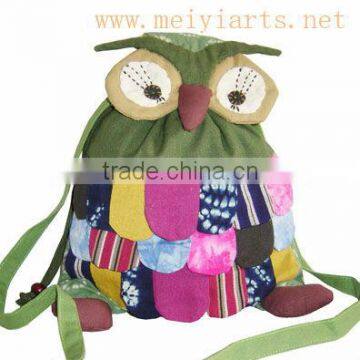 2014 hot sale cotton cute owl backpacks animal bag