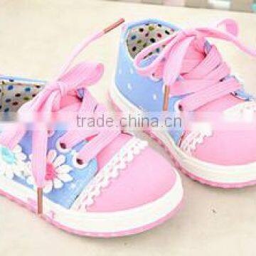 A-213 Spring New Girls Cute Floral Dress Shoes Children canvas shoes