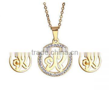 Fashion 316l stainless steel butteryfly shaped jewellery set pendant earrings sets