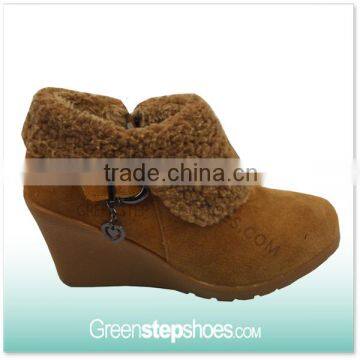Suede Leather Fur Lining Wedge Sexy Winter Boots