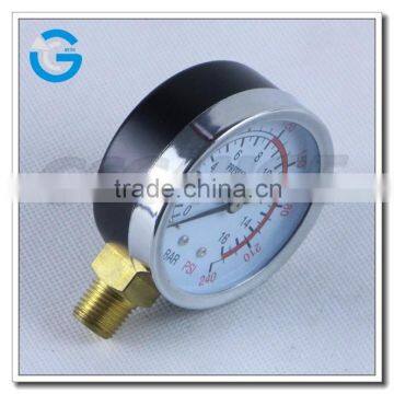 High Quality 2.5 Inch Black Steel Gas Pressure Gauge With Bottom Connection