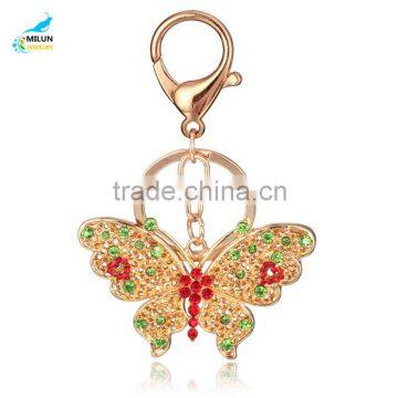 Hanging Enamel Zinc Alloy Butterfly Charms Keychain