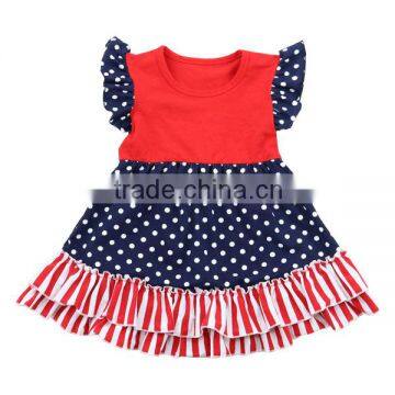 2016 New designs wholesale patriotic dresses july for 4th baby girls party wear dress