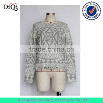 Women winter season thick fringe bottom sweater