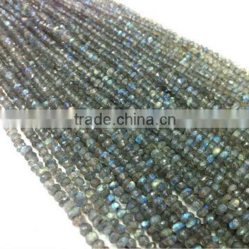 #AMZ Natural Small Size Grey Roundel Gemstone Cut Labradorite Beads