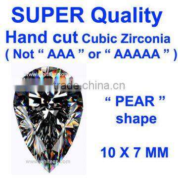 WHITE CZ PEAR SHAPE 10 X 7 MM SIZE CUBIC ZIRCONA / CZ STONES ( FAKE DIAMONDS )