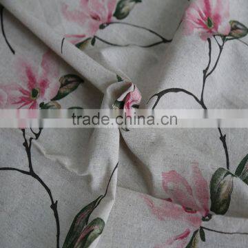 Popular Polyester/linen Mixed Flower Printed Curtain Fabric for Hotel Sleeping Room photo-2