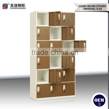 Fashionable 18 Door Brown Steel Clothing Locker Thin Edge Design Wardrobe Steel Gym Storage Locker photo-5
