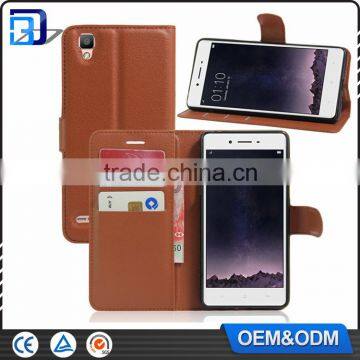 For OPPO F1 Case, Litchi Design Credit Card Wallet Stand leather pouch flip cover case for oppo f1 a35 china suppliers