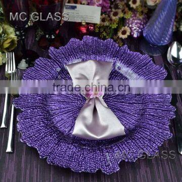 Cheap Elegant Restaurant and Home Decoration Purple Glass Wedding Charger Plate Wholesale