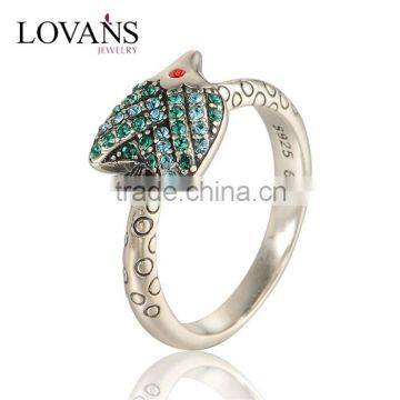  Express Fish Shaped Silver S925 Ring With Rhinestone
