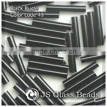 High Quality Fashion JS Glass Seed Beads - 49# 5" 12MM Opague Black Bugles Beads For Garment & Jewelry