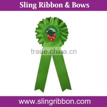 Handmade Green Satin Ribbon Rosette Medal And Ribbon