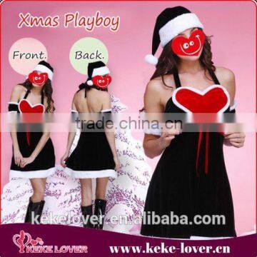 SL1037 Continuing hot new fashion women party dress Christmas costume cute dress red heart black dress with hat