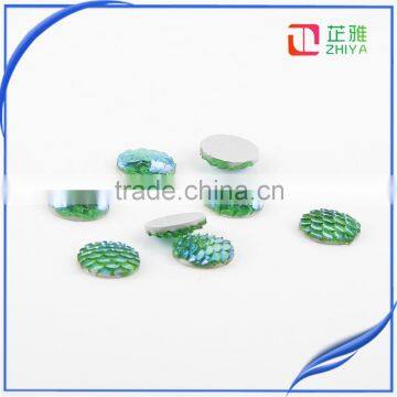 2016 Wholesale Round AB Color Fish Scale Carved Resin Dome Seals Cabochon photo-4