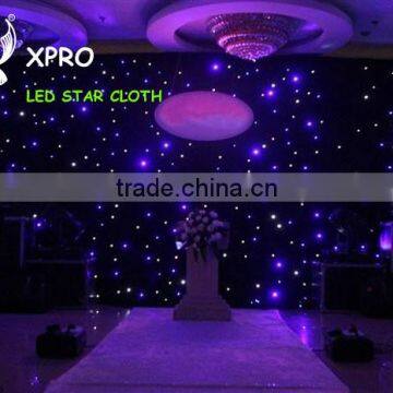 Black or white fireproof Velvet cloth led star backdrop club dmx stage lighting