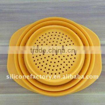 Hot! collapsible high quality silicone colander/foldable silicone colander