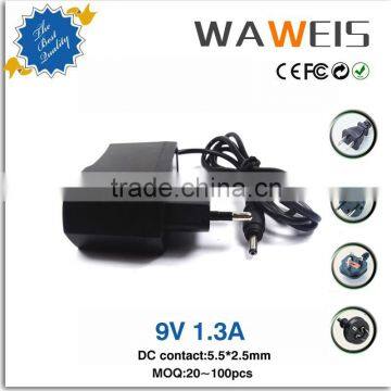 AC/DC input 100-250v power adapter 9v 1.3a for LED strip light,CCTV camera adapter