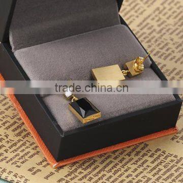 New Arrival Top Wholesale Gold Black Big Stone Rectangle Elegant Design Earrings photo-6