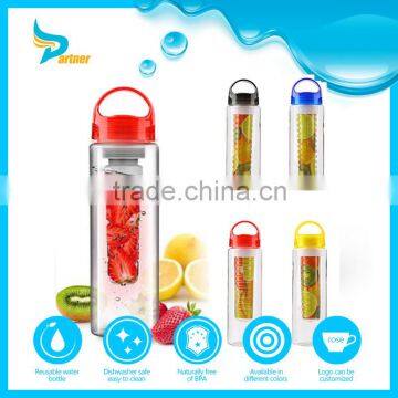 Portable 800ML cap Fruit Infusing Glass Water Bottle Infuser Sports Health Lemon Juice Make Bottle