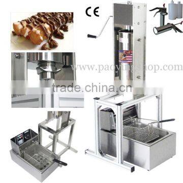 (4 in 1) Commercial Manual Spanish 5L Churros Maker + Working Stand + 6L 110v 220v Electric Deep Fryer + 1L Filling Machine