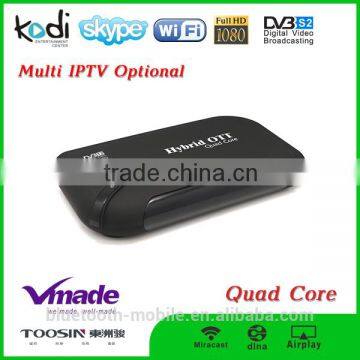 Hybrid OTT Amlogic S805 +DVB S2 quad core android smart tv box 4k