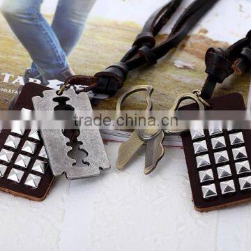 N0014 Scissors leather necklace mens leather necklace fashionable design