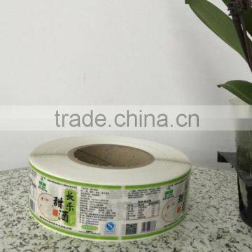 Direct manufacture accept custom order paper material food labels self-adhesive stickers printed in roll