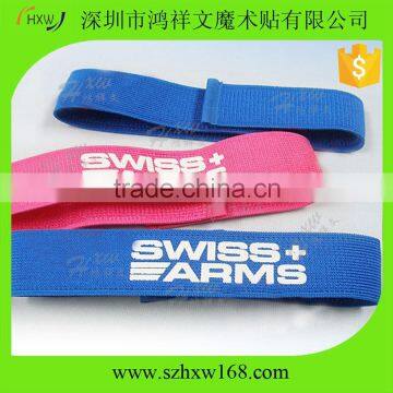 Custom printed elastic hook and loop wrist band