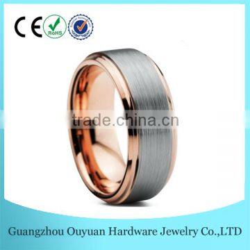 8MM Rose Gold Tungsten Carbide Ring, Brushed Two Tone Tungsten Carbide Ring, Hot Sale Tungsten Ring