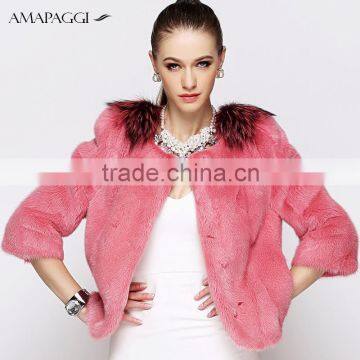 Classic red fox mink fur jacket for women