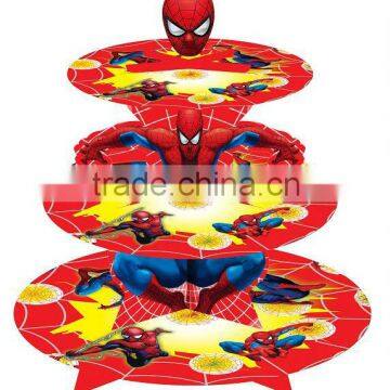 3 tier cardboard Spider-Man Treat/Cupcake Stand Tower CUPCAKE STAND CARDBOARD Cake Cupcake Tree Stand Party Birthday Decoration