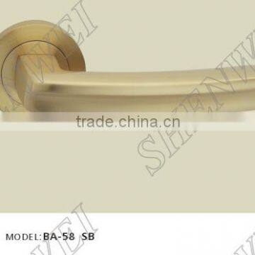 BA-58 SB brass door handle on rose