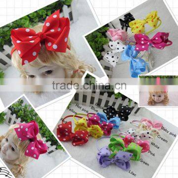 Polka Dot Bow with Satin Girls Hair Band.Baby Headband Children Hair Accessories Kids Hairbands