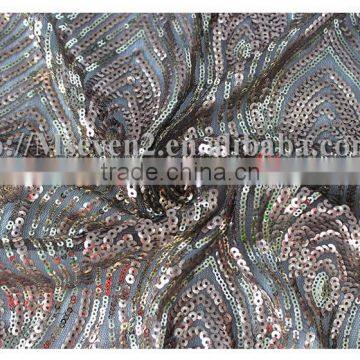 Antique Gold Fancy Pretty Glitter Sequins Embroidery Sequin Fabric for Dress photo-5