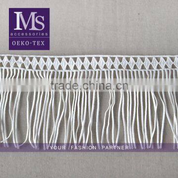 Fashion garment white 16cm width water soluble french lace trimming with fringe