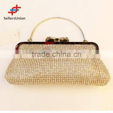 2017 No.1 Yiwu commission agents wanted Elegant gold evening bag crystal clutch bag clutch purse