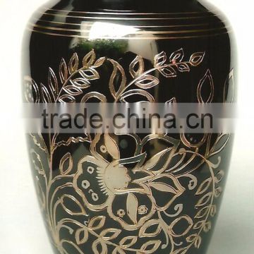 Radiance Engraved Brass Antique Cremation Urn for Adult