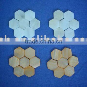 Dyed colorful Hexagon Mother of Pearl shell blank beads for decoration