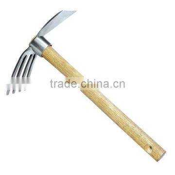 mini stainless steel two-way rake-hoe