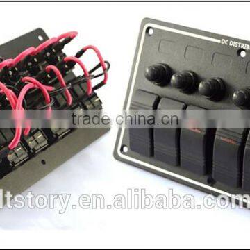 5 GANG LED Waterproof Rorcker Switches Aluminum Panel With Digital Voltmeter