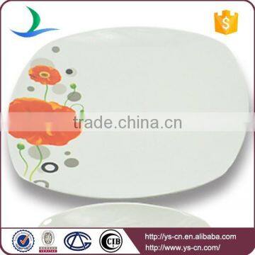 Ceramic Material White Dinner Plates Set With Poppy Printing photo-2
