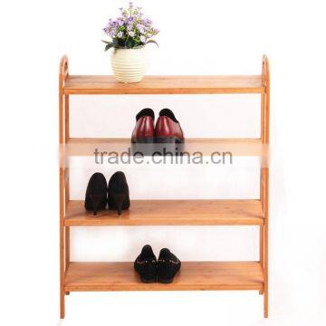 Manufacturer Portable Wooden Shoe Rack Stackable Bamboo Pine Paulownia Shoe Rack With 3 Layer photo-3
